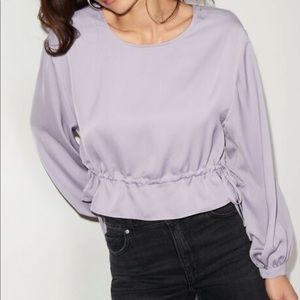 Satin Lavender Blouse with Drawstring Waist